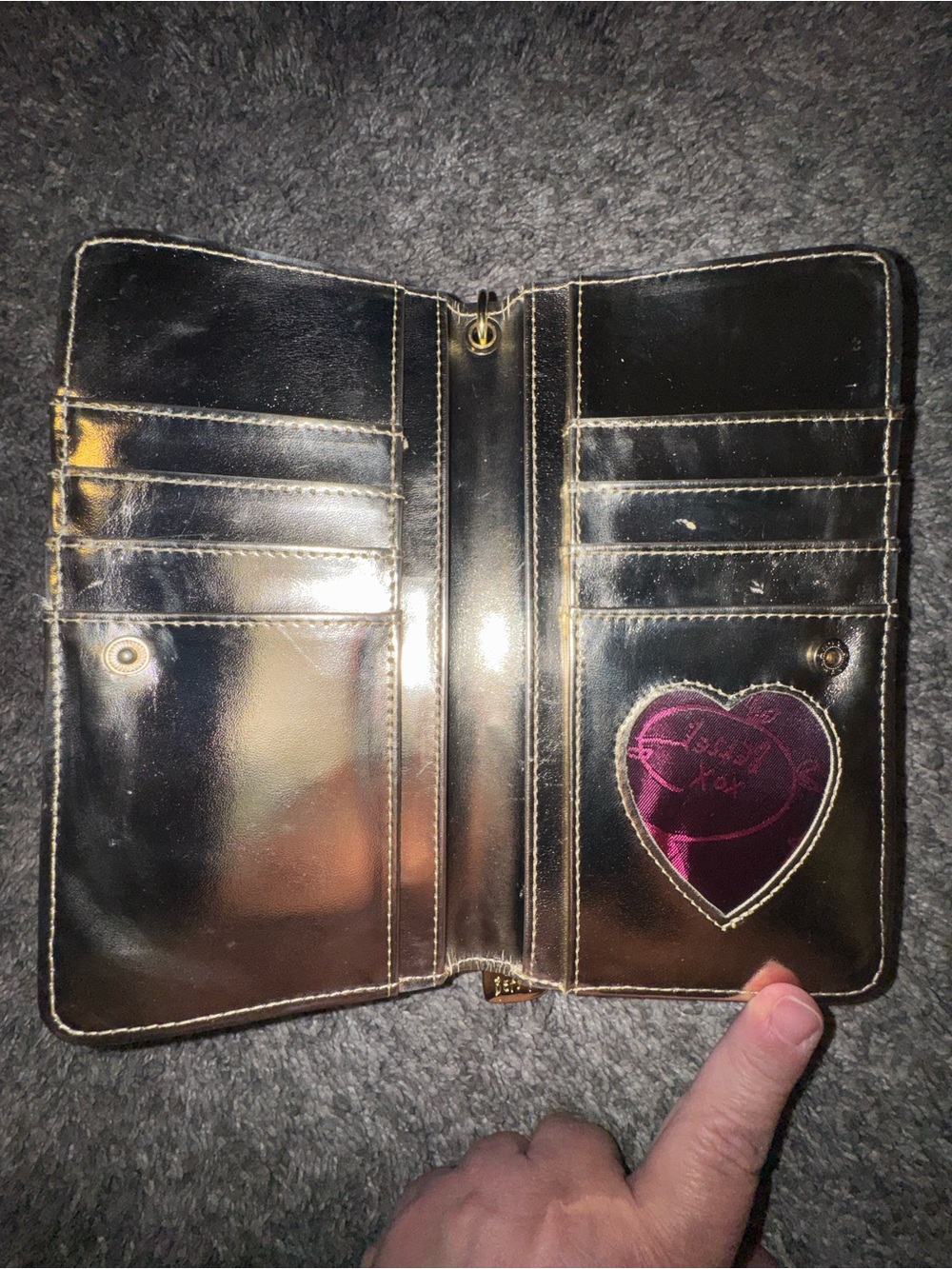 Betsey Johnson White Quilted Wallet with Fuchsia and Gold Lined Interior